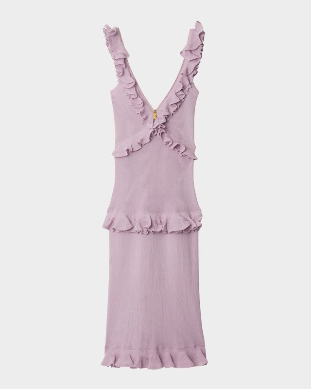 Ruffle V-Neck Sleeveless Maxi Dress